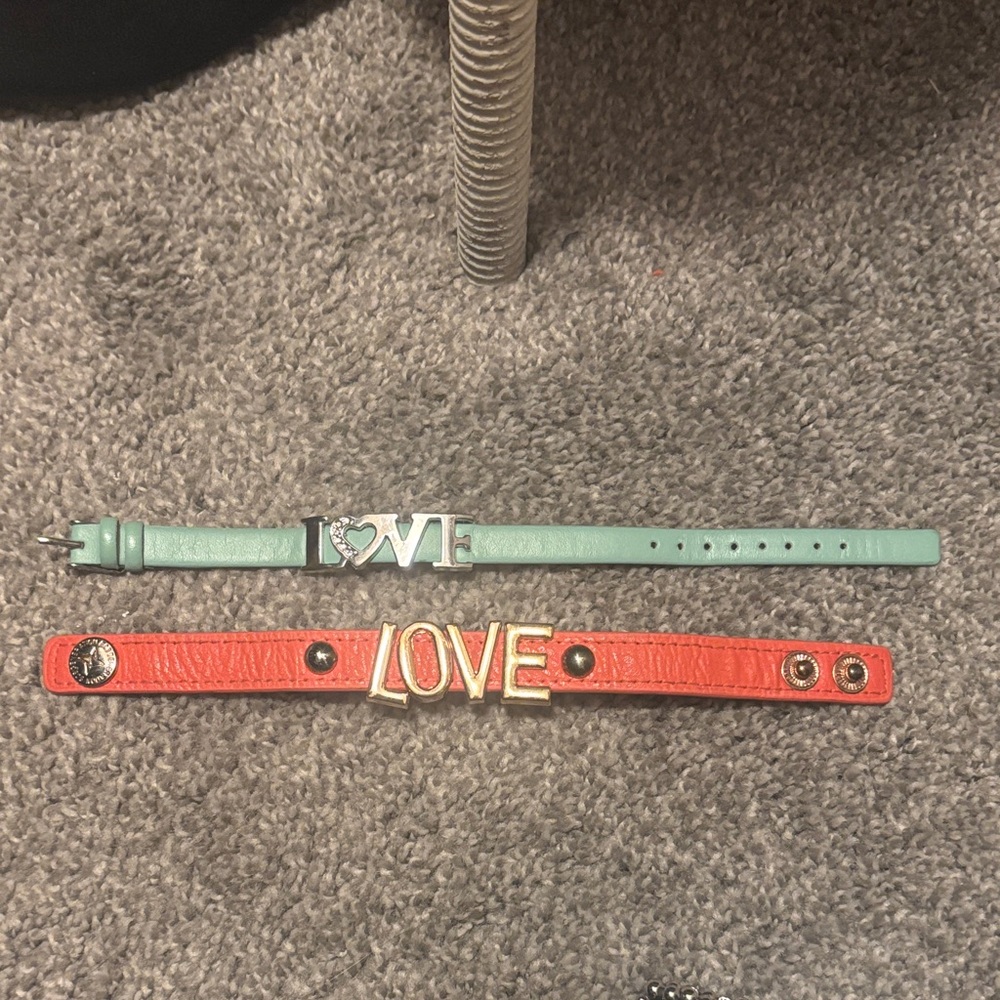Love Themed Bracelets Set in Teal and Red